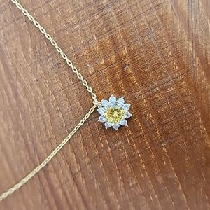 Kate Spade New York Sun Halo Gold Light Yellow Pendant Crystal Necklace $58 NWT